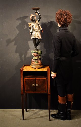 "Moretto vénitien" Sculpture en bois laqué polychrome